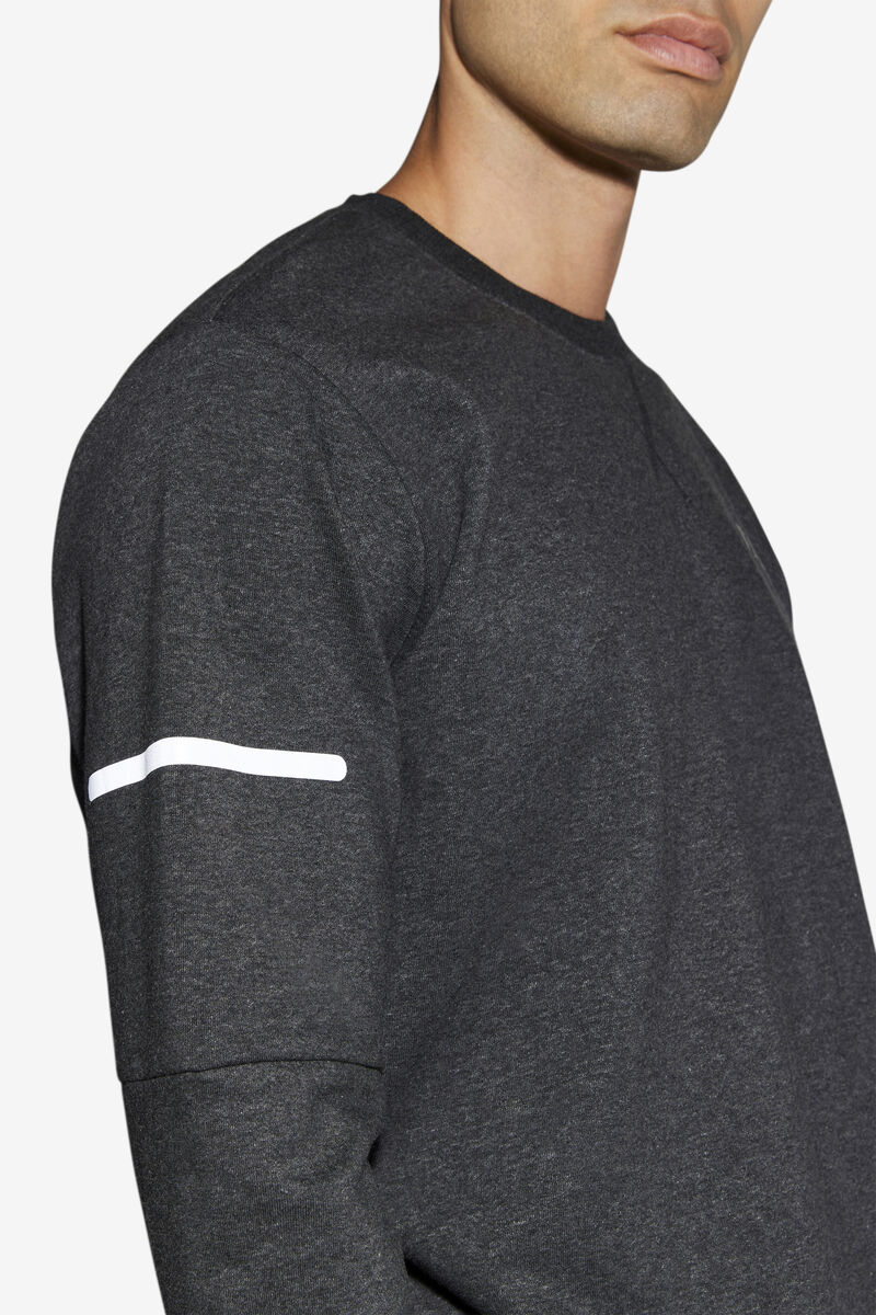 Black Men's Fila Commuter Crew Sweatshirts | TzgIrhMm4Sm