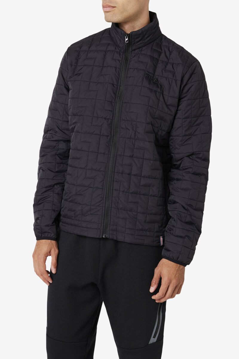 Black Men's Fila Commuter Jacket Outerwear | ZKyvLrjZNMj