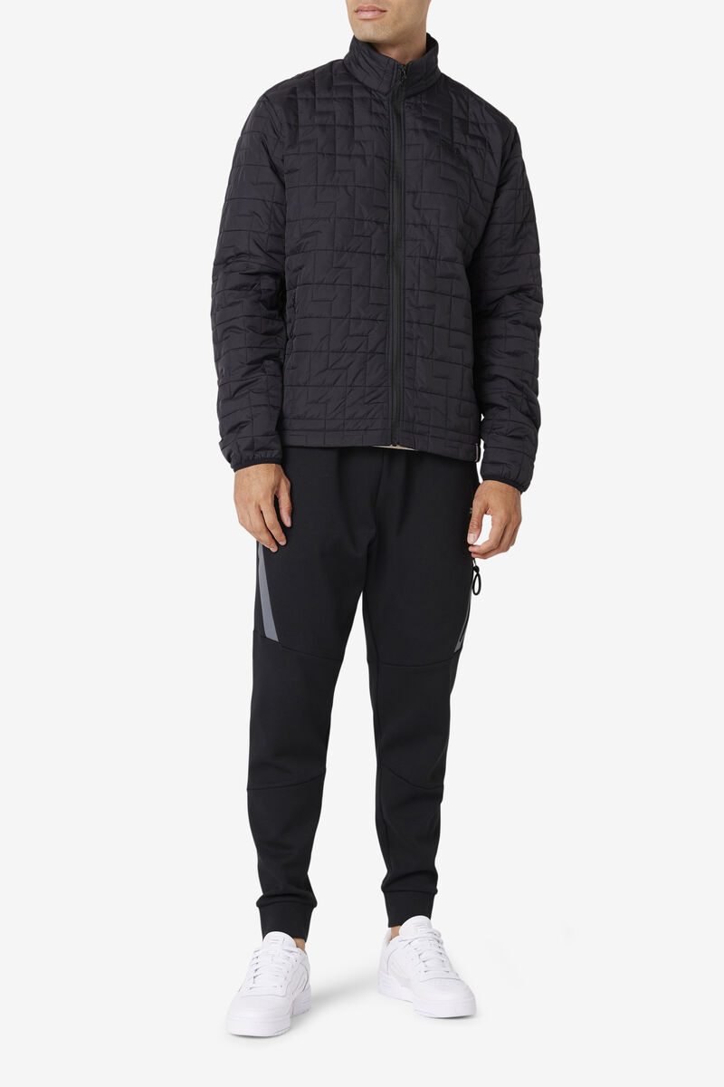 Black Men's Fila Commuter Jacket Outerwear | ZKyvLrjZNMj