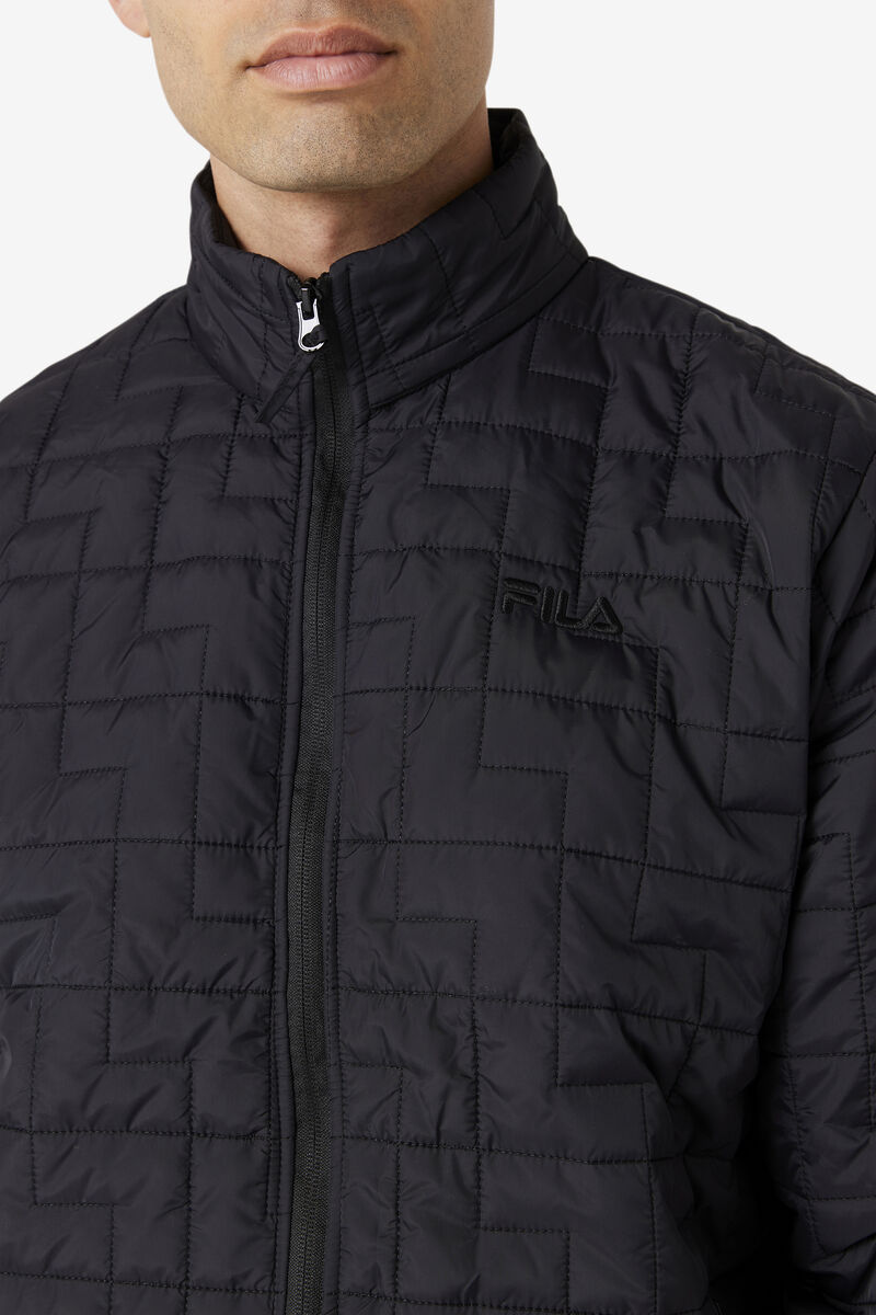 Black Men's Fila Commuter Jacket Outerwear | ZKyvLrjZNMj