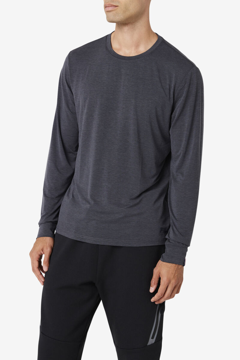 Black Men's Fila Commuter Long Sleeve T Shirts | ILTKH1DhOym