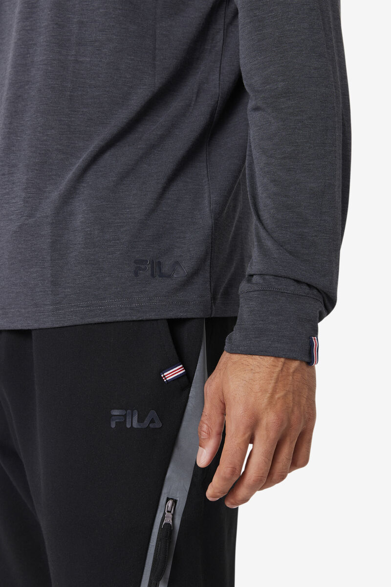 Black Men's Fila Commuter Long Sleeve T Shirts | ILTKH1DhOym