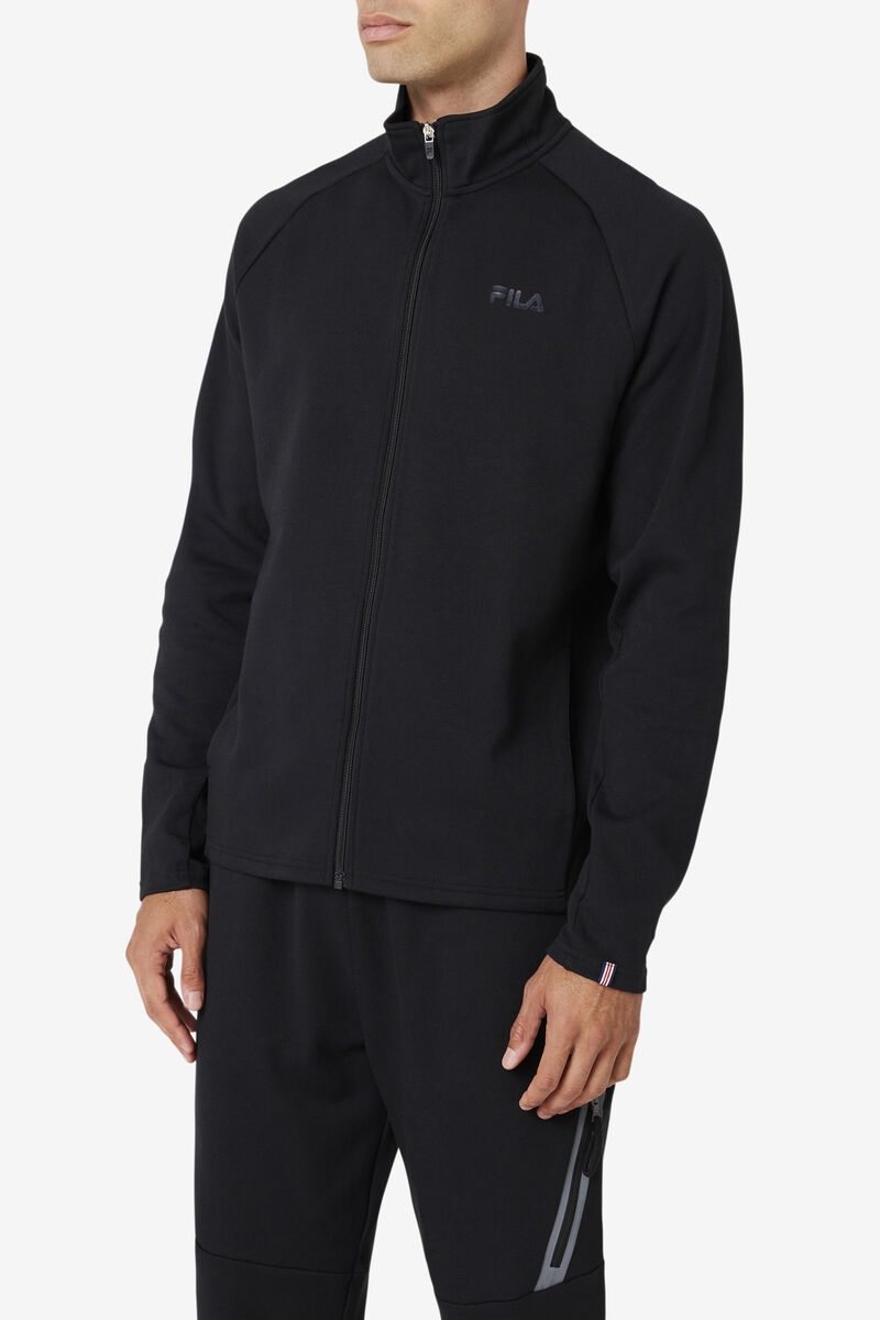 Black Men's Fila Commuter Track Jacket Jackets | 8roWe4F6KEv