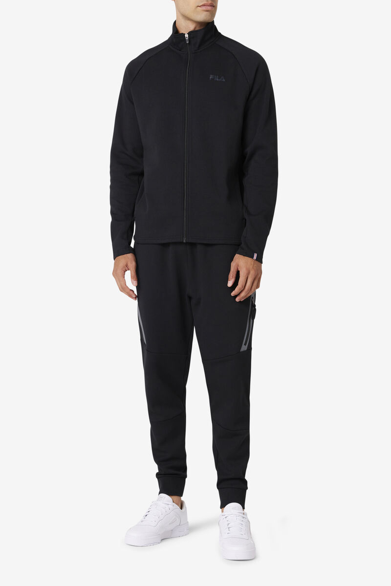 Black Men's Fila Commuter Track Jacket Tracksuits | 1OSlmmwwcEp