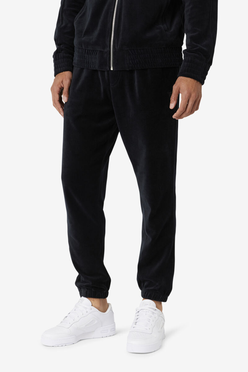 Black Men's Fila Deverall Velour Pant Pants | 8sKTL68LJVj