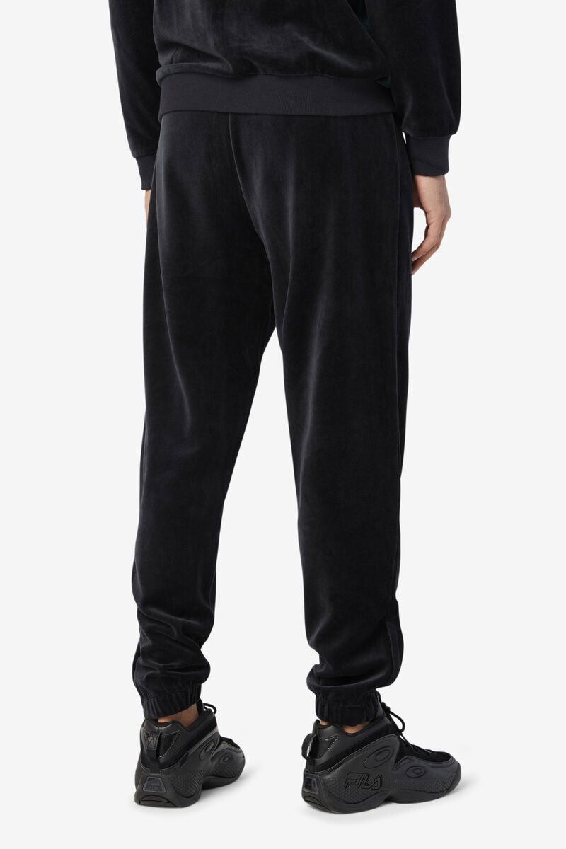 Black Men's Fila Dortmund Velour Jogger Tracksuits | CnYtzMlOxuP