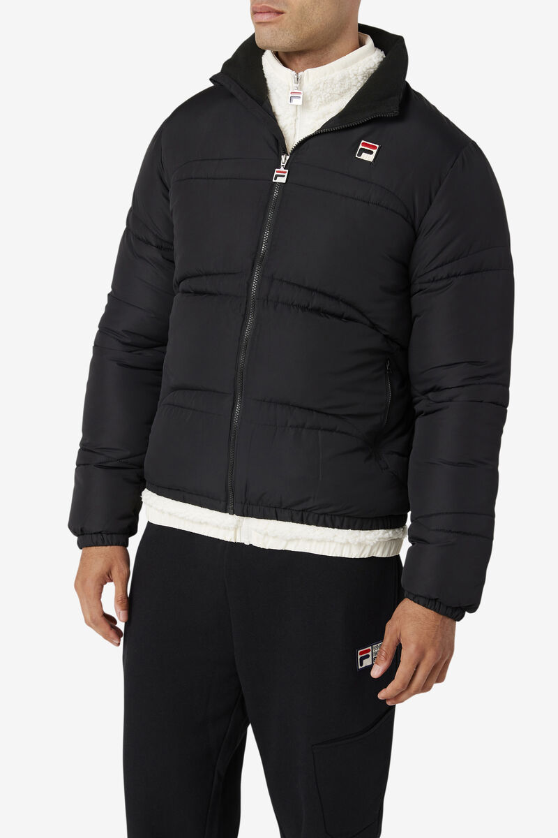 Black Men's Fila Elias Puffer Jacket Jackets | 1EqMX8W4RGJ