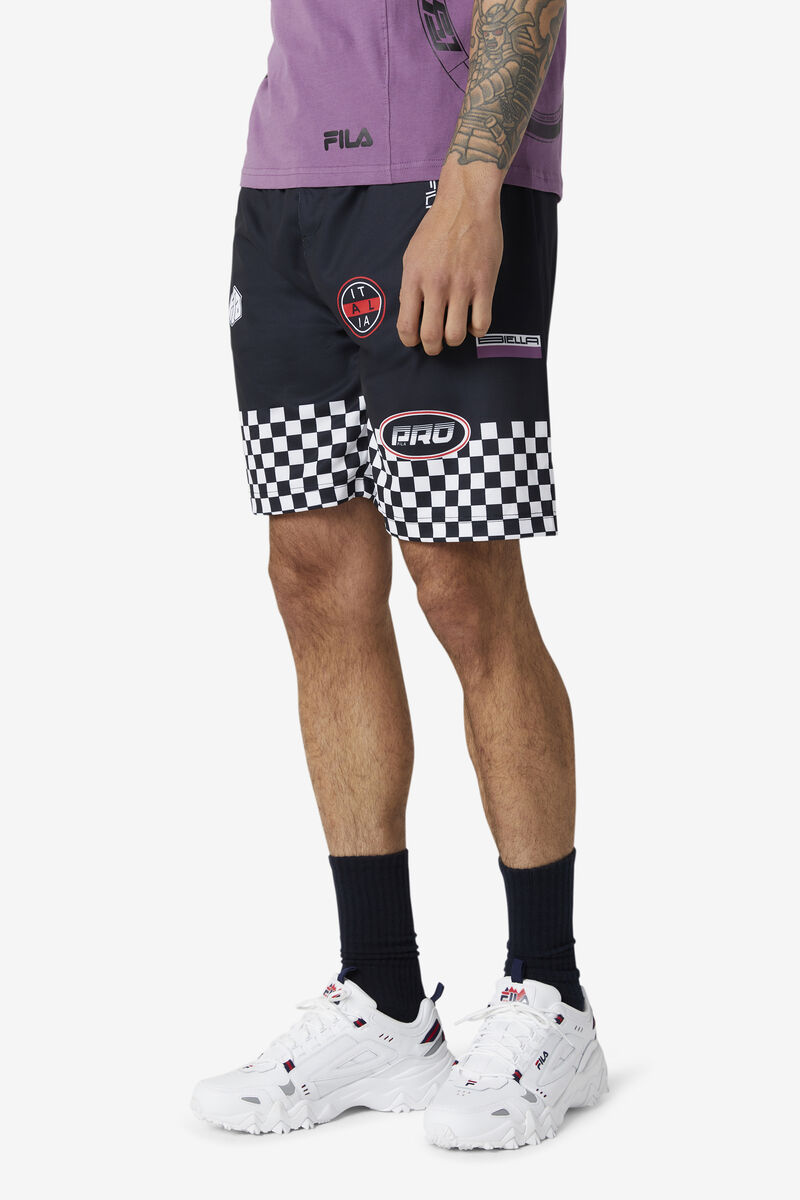 Black Men's Fila Exzone Checkered Shorts Shorts | 3V2WksIdmxu