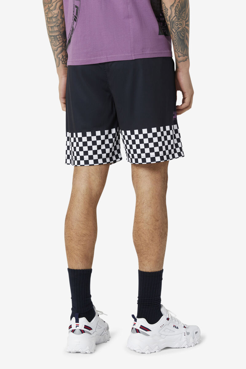 Black Men's Fila Exzone Checkered Shorts Shorts | 3V2WksIdmxu