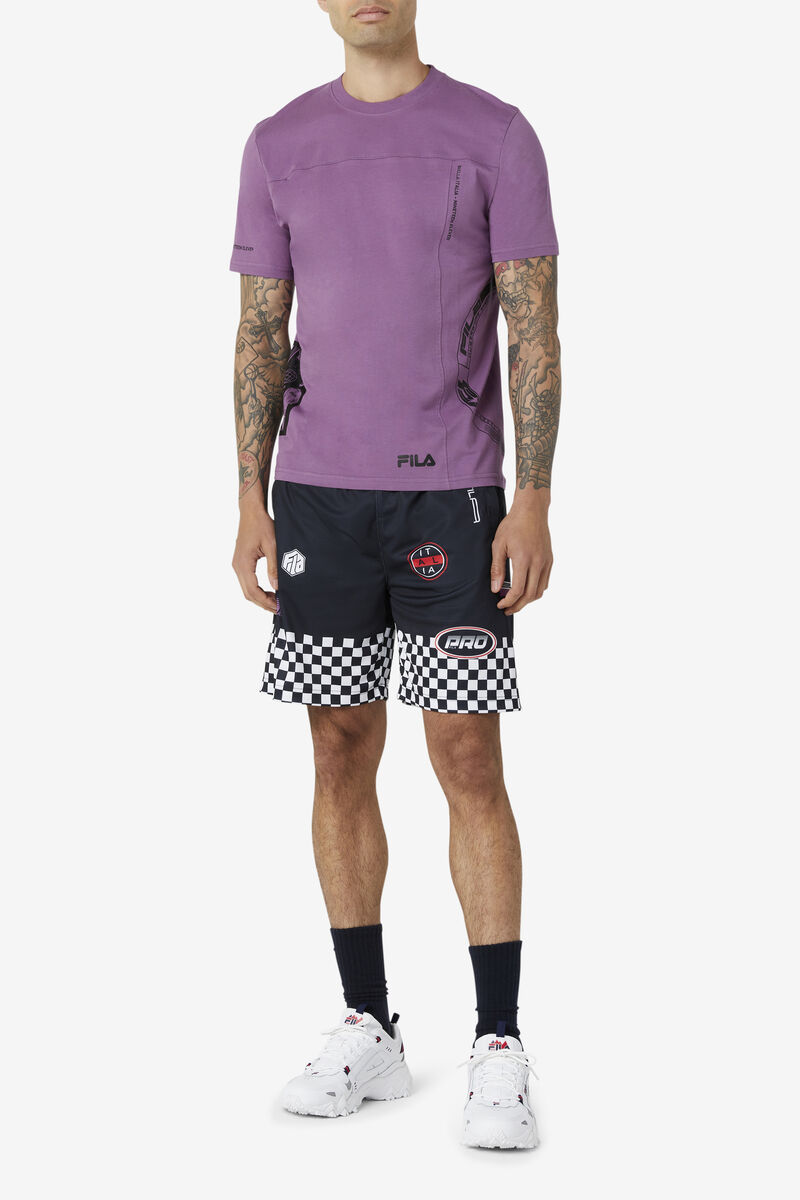 Black Men's Fila Exzone Checkered Shorts Shorts | 3V2WksIdmxu