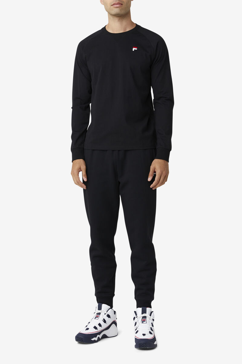 Black Men's Fila Flynn Long Sleeve Shirt | VQzexlrnchv