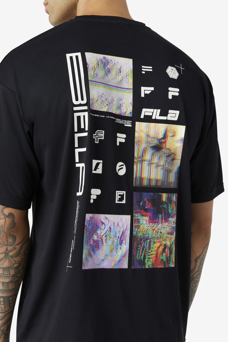 Black Men's Fila Glitch Graphic T Shirts | 6OFfpZpaV7y