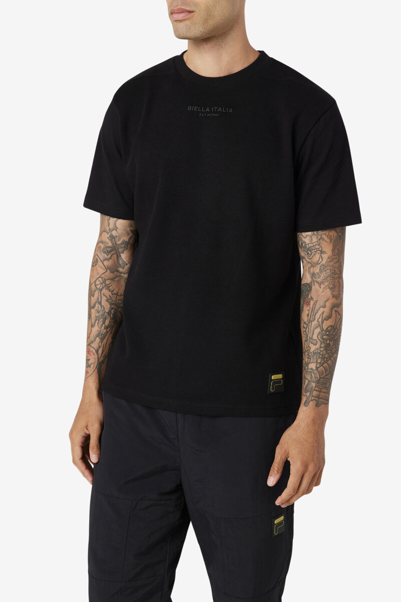 Black Men's Fila Kirk Waffle Knit T Shirts | iLYxgytnORR