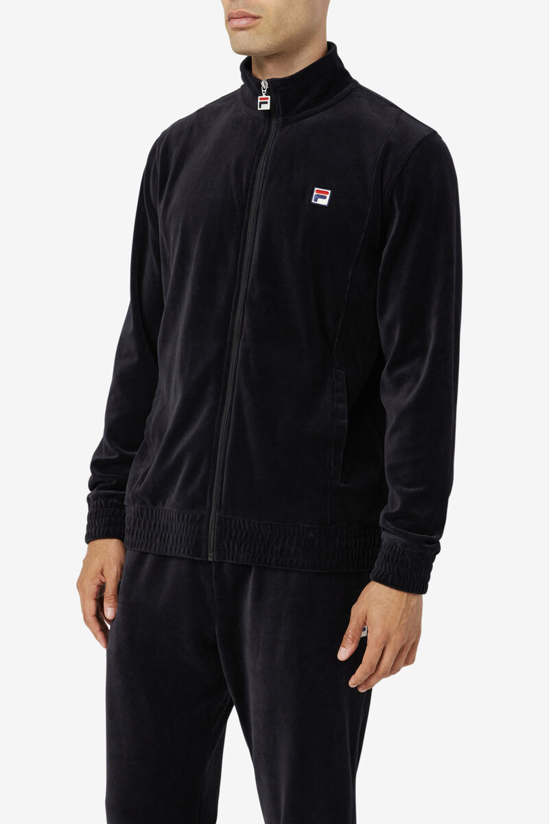 Black Men's Fila O-fit Velour Jacket Tracksuits | bLde9QZ3eAL