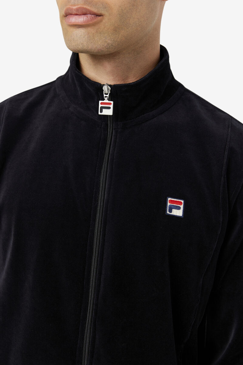 Black Men's Fila O-fit Velour Jacket Tracksuits | bLde9QZ3eAL