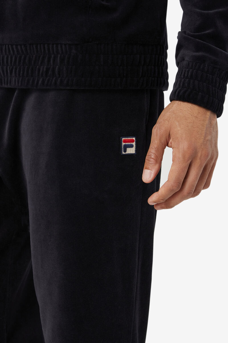 Black Men's Fila O-fit Velour Pant Tracksuits | w6W6xYGvNAs