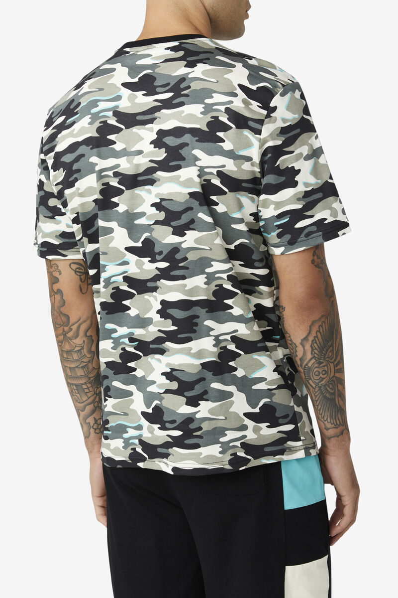 Black Men's Fila Valentine Camo T Shirts | FZWwiDUHhwb