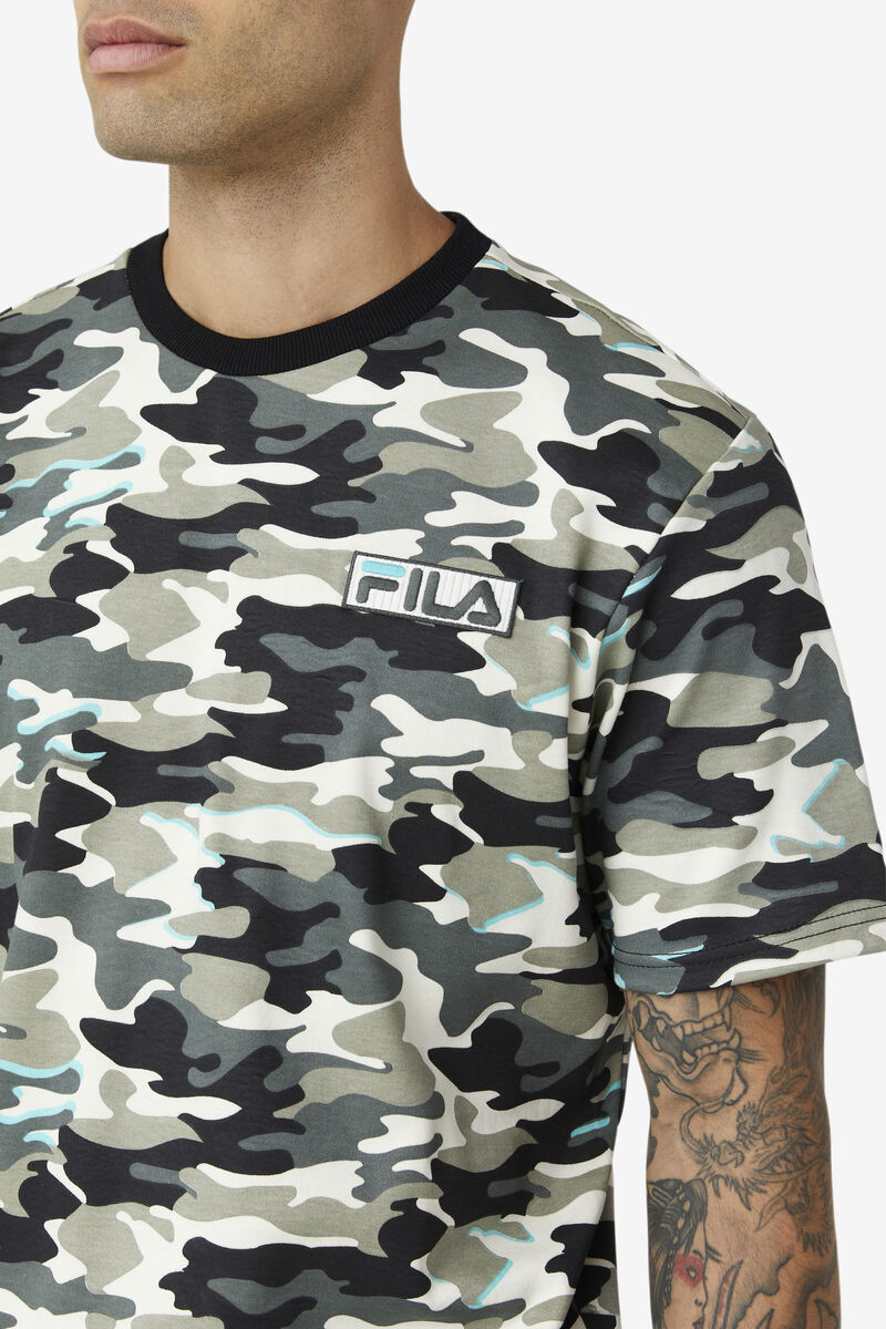 Black Men's Fila Valentine Camo T Shirts | FZWwiDUHhwb