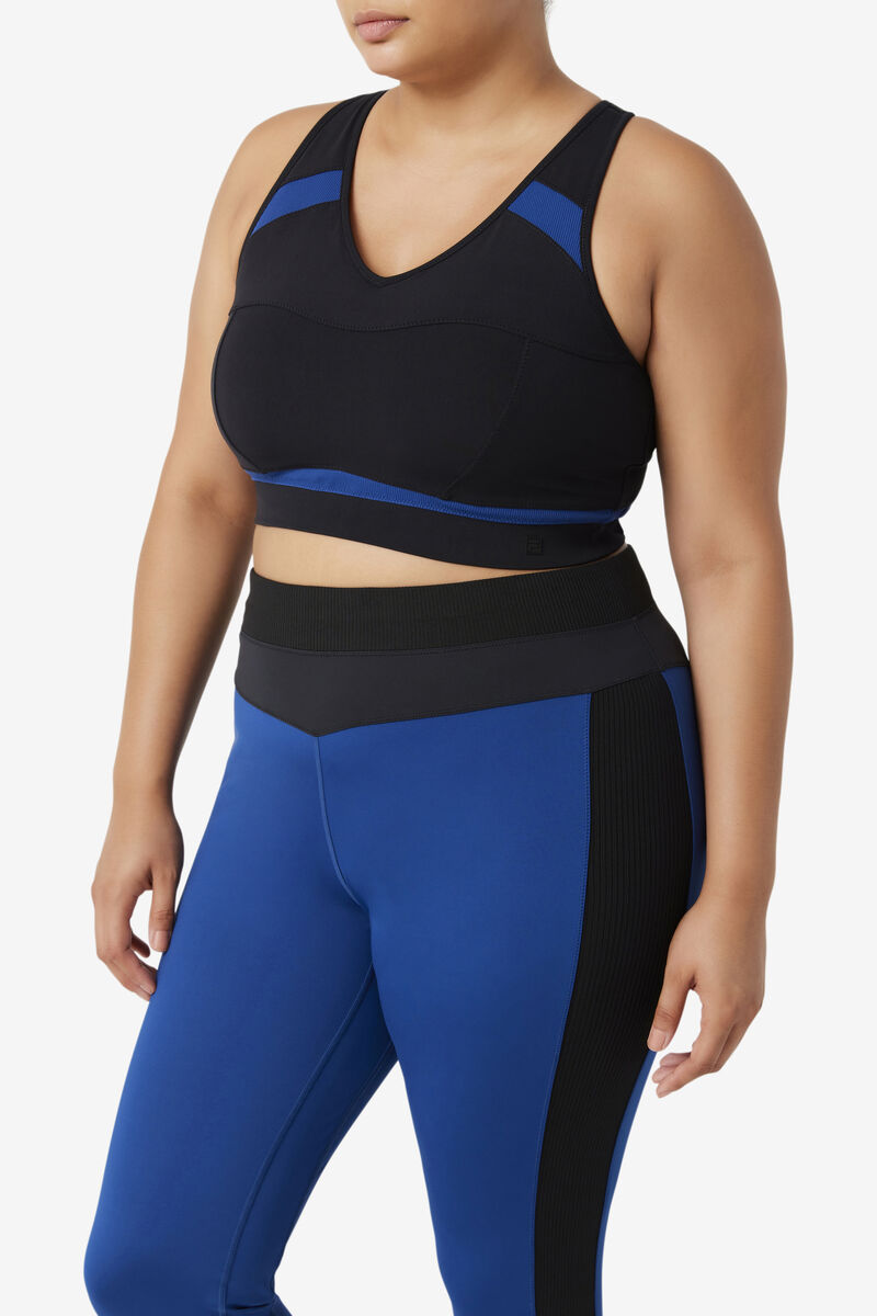 Black / Navy Women's Fila Uplift Racerback Sports Bra Sports Bra | OVirqMbyA2p