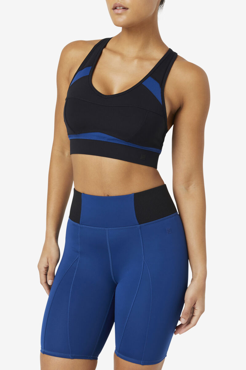 Black / Navy Women's Fila Uplift Racerback Sports Bra Sports Bra | OvUexz6pWVh