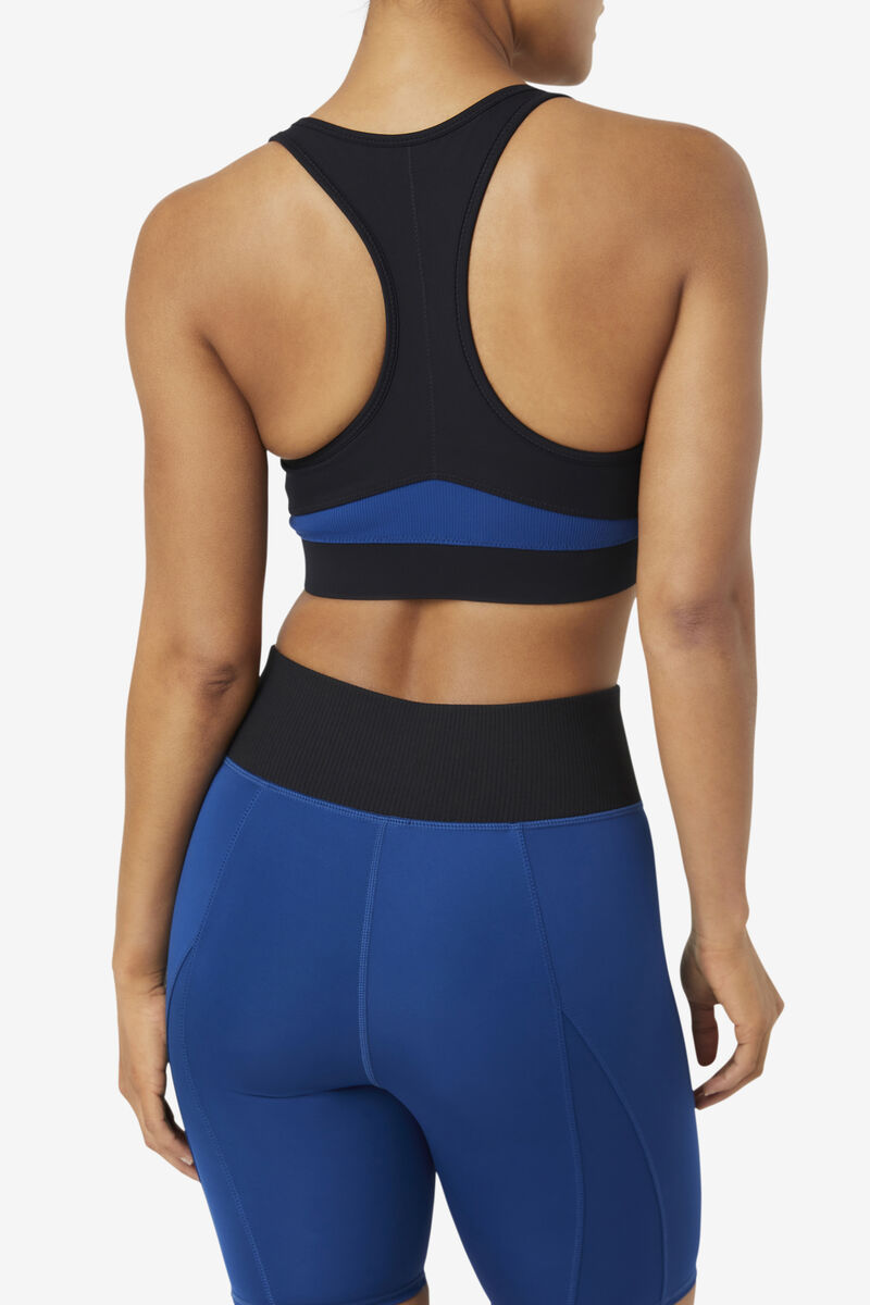 Black / Navy Women's Fila Uplift Racerback Sports Bra Sports Bra | OvUexz6pWVh