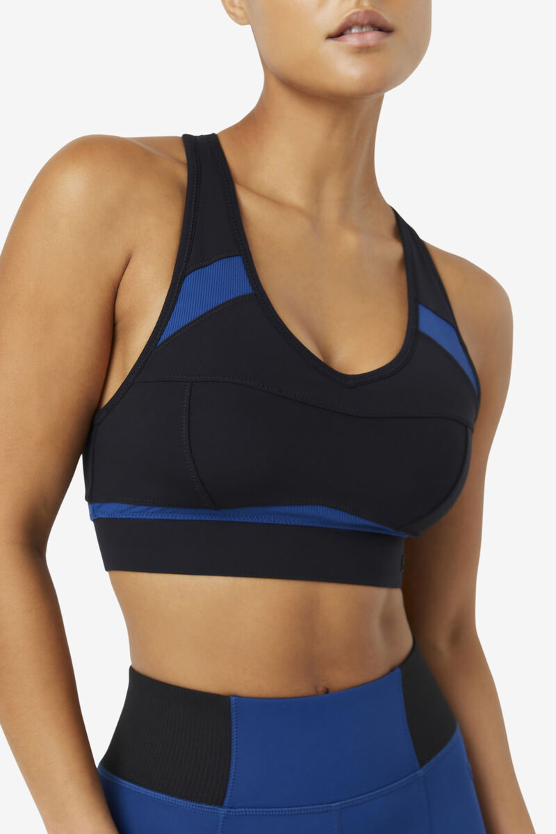 Black / Navy Women's Fila Uplift Racerback Sports Bra Sports Bra | OvUexz6pWVh