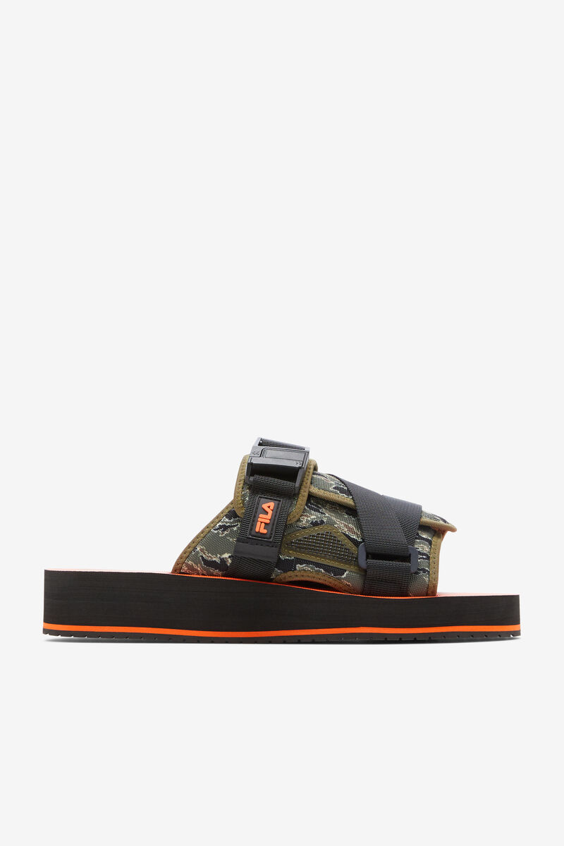 Black / Olive Men\'s Fila Sol-slide V2 Camo Slides | 7pf4hEViMPG