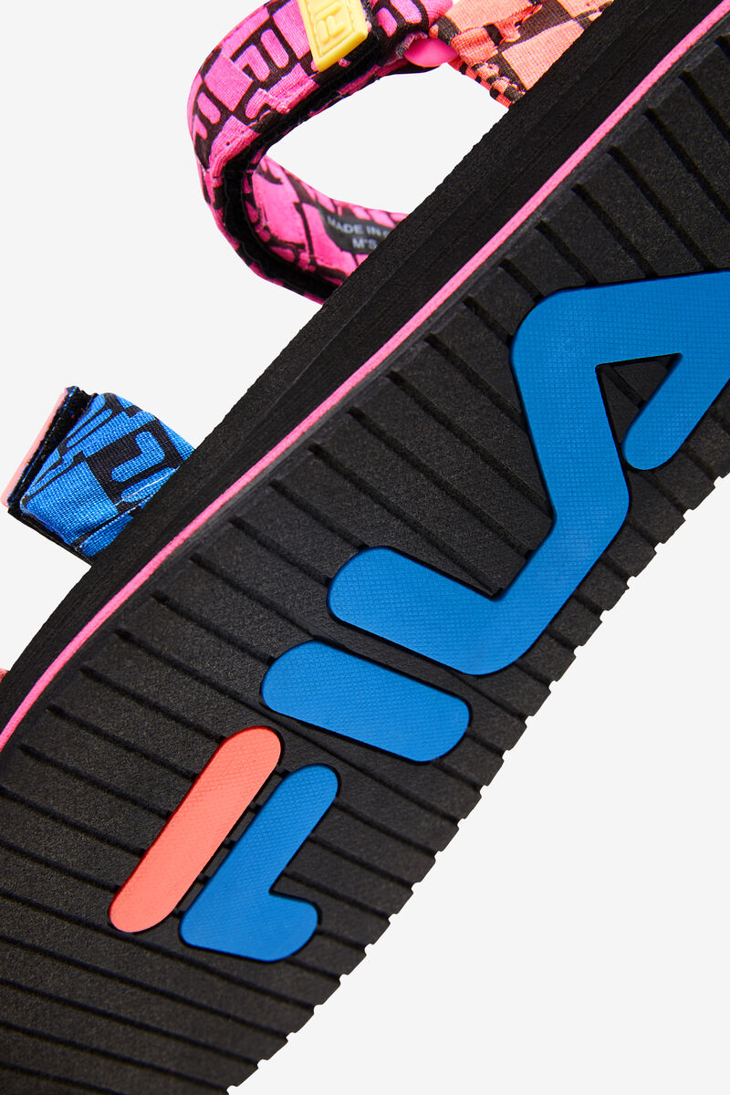 Black / Purple / Blue Men's Fila Drifter Ts Bandana Sandals | zm3EmeRvqHJ