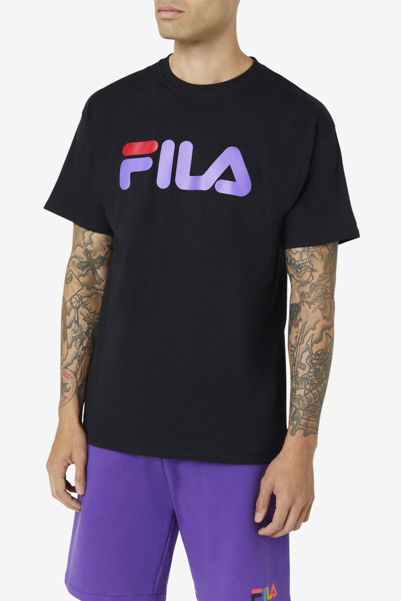 Black / Purple / Red Men's Fila Fila Logo T Shirts | 9mFnCdgHNzC