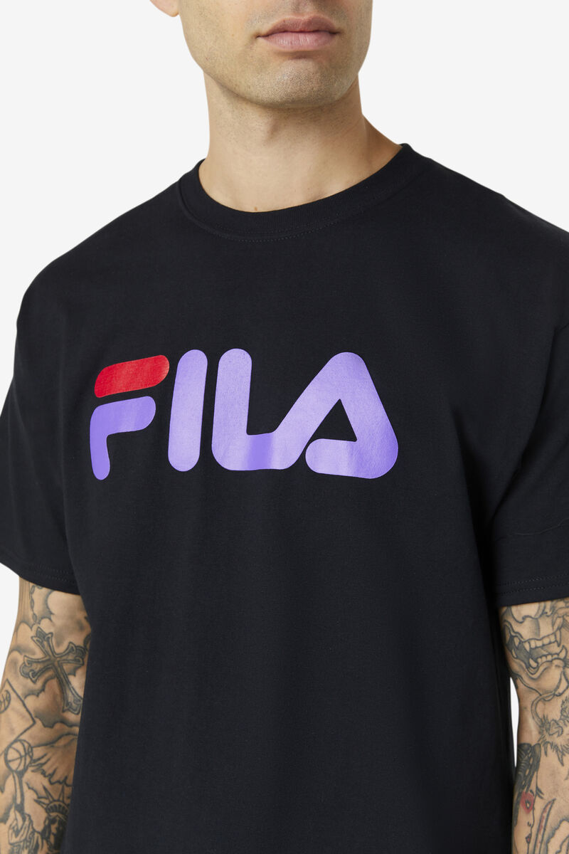 Black / Purple / Red Men's Fila Fila Logo T Shirts | 9mFnCdgHNzC