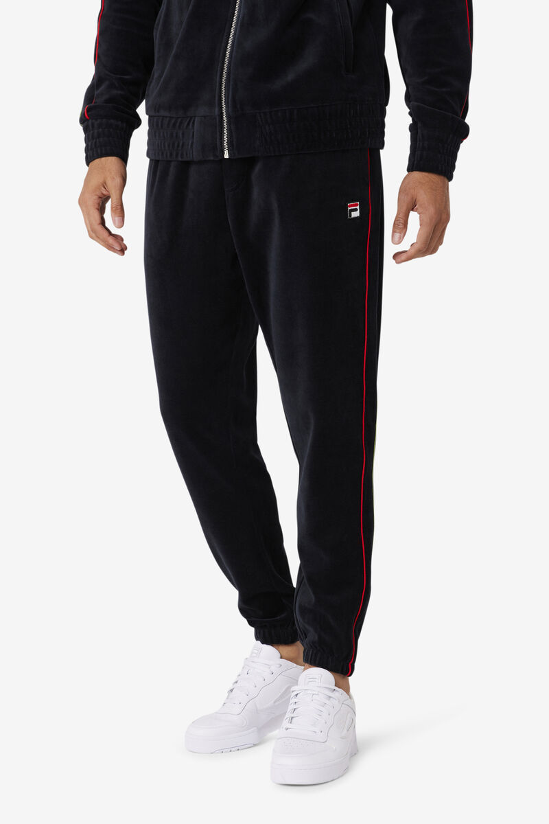 Black / Red / Green Men's Fila Deverall Velour Pant Tracksuits | BQMd1IIdWlj