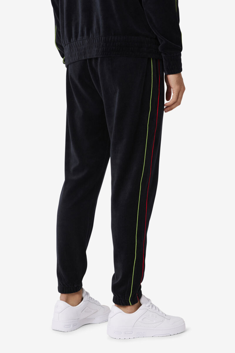 Black / Red / Green Men's Fila Deverall Velour Pant Tracksuits | BQMd1IIdWlj