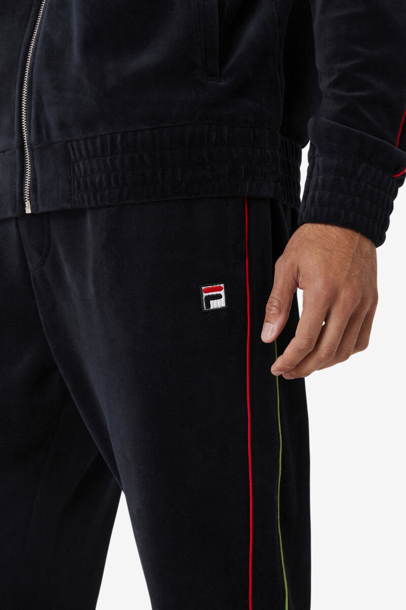 Black / Red / Green Men's Fila Deverall Velour Pant Tracksuits | BQMd1IIdWlj