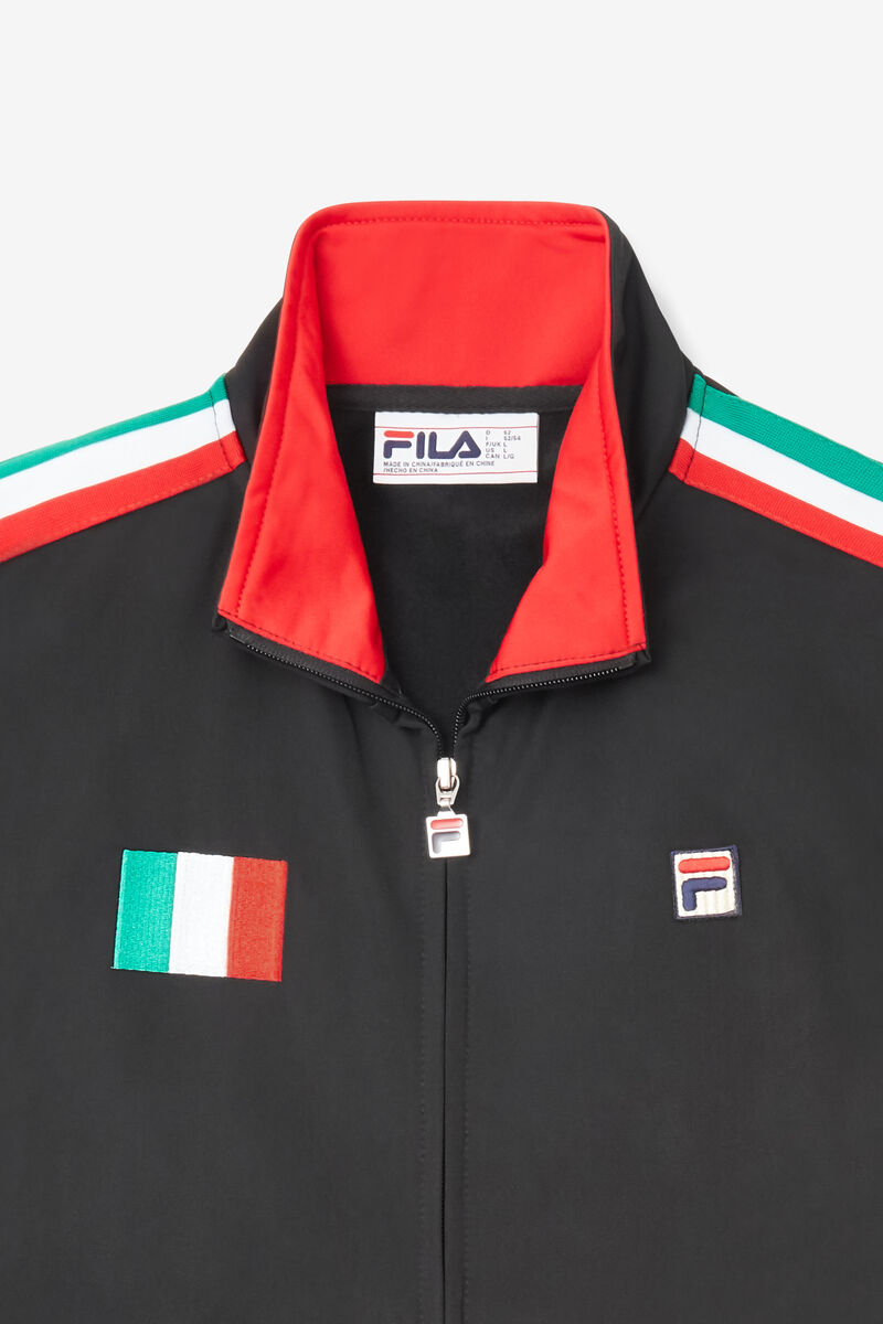 Black / Red Men's Fila Italy Track Jacket Tracksuits | hFpL4pVADUl