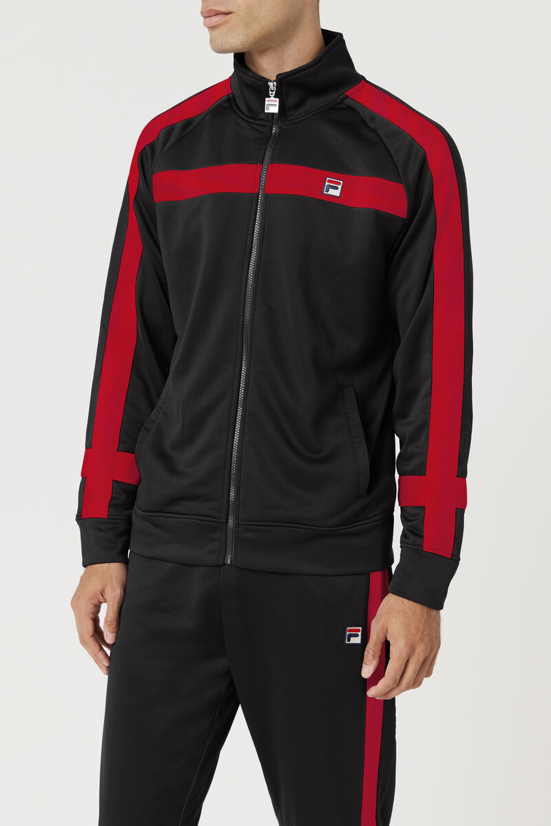 Black / Red Men's Fila Renzo Jacket Jackets | Ckp7USPwXQW