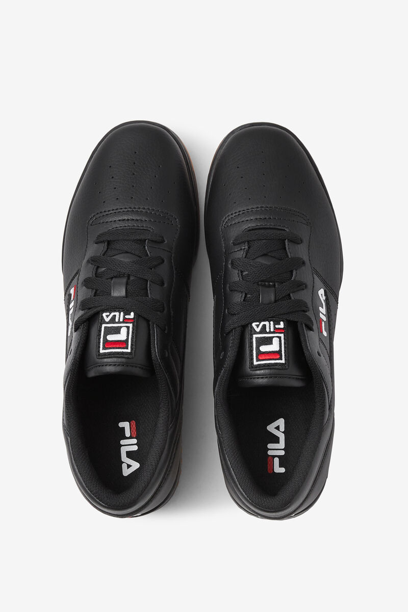 Black / Red / White Men's Fila Original Fitness Flat Shoes | dYpV35A4goG