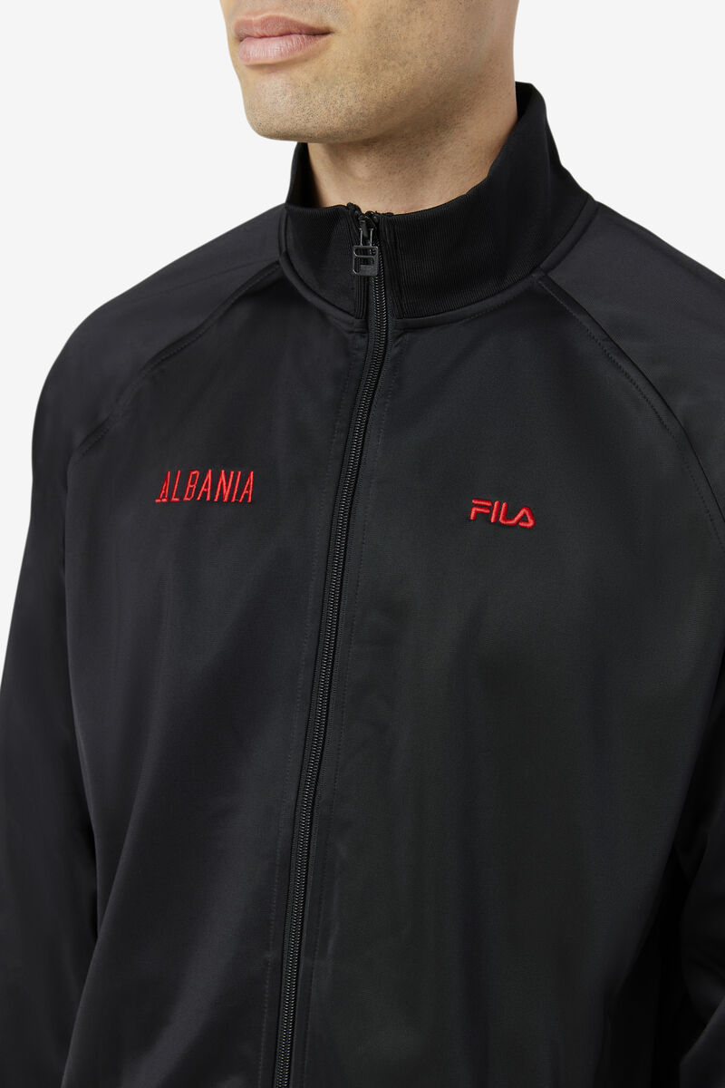 Black / Red Women's Fila Albania Track Jacket Tracksuits | LL6mEJoSJNZ