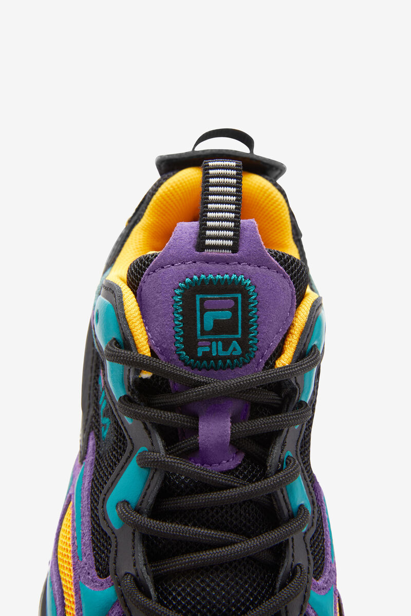 Black / Royal Purple / White Kids' Fila Little Ray Tracer Apex Walking Shoes | 2QQxWM4UOMT