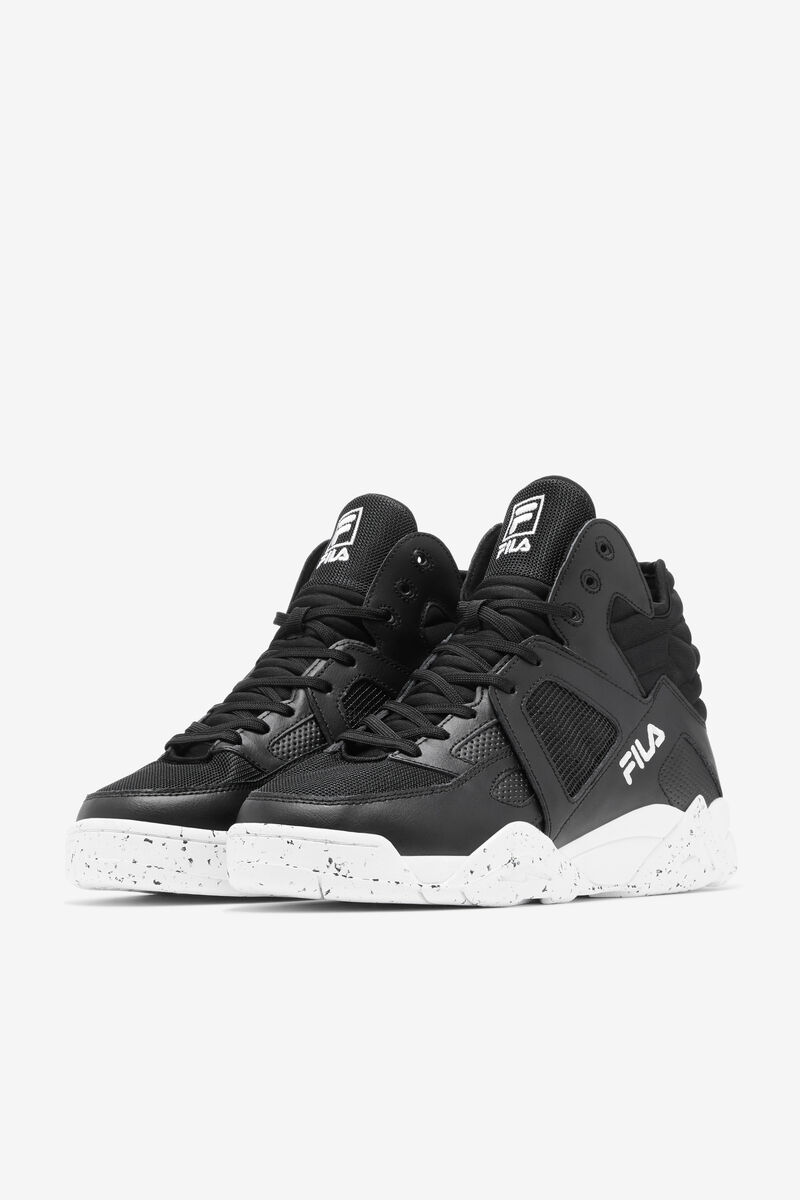 Black / White / Black Men's Fila Cage Mid Top Basketball Shoes | Fila Trainers | W1KuLXa6XOZ