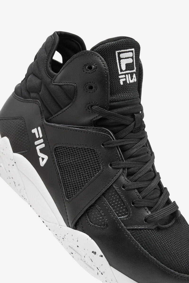 Black / White / Black Men's Fila Cage Mid Top Basketball Shoes | Fila Trainers | W1KuLXa6XOZ