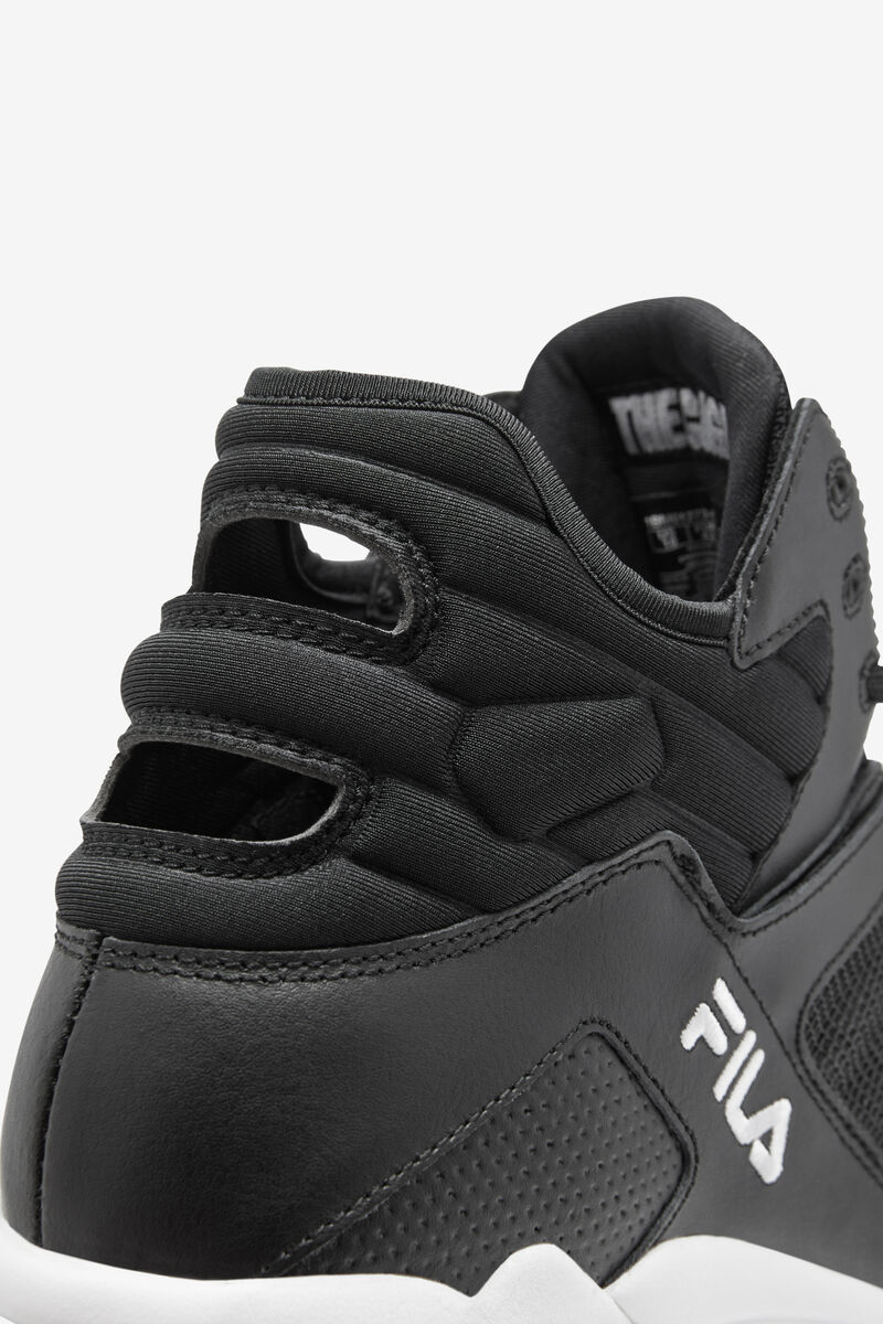 Black / White / Black Men's Fila Cage Mid Top Basketball Shoes | Fila Trainers | W1KuLXa6XOZ