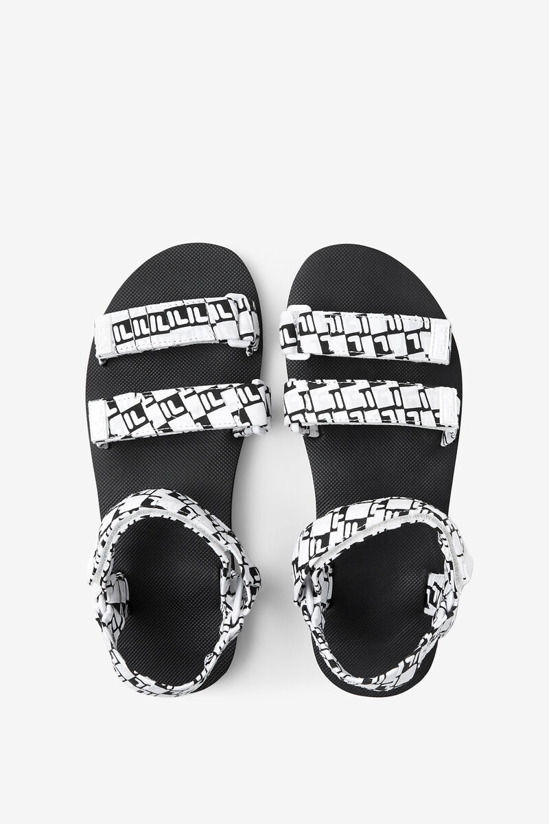 Black / White / Black Women's Fila Drifter Ts Bandana Sandals | PcmrzWjerwY