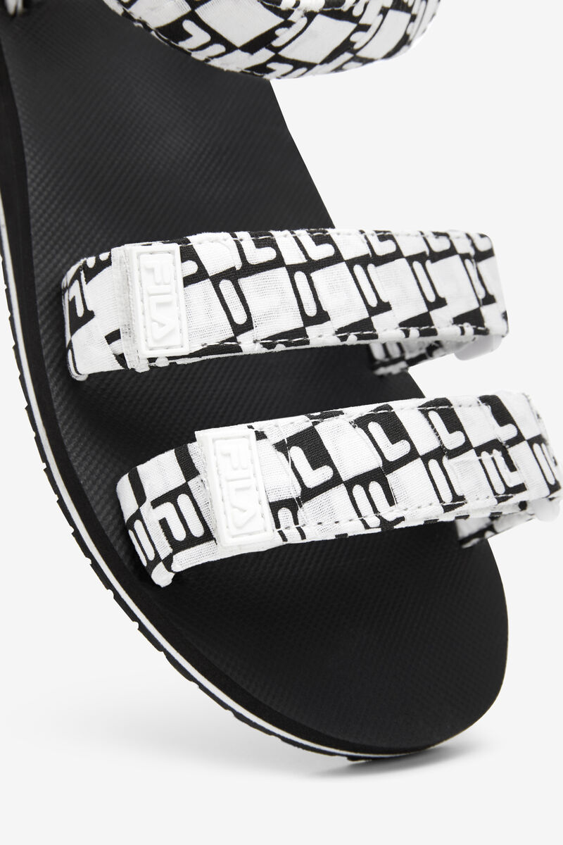 Black / White / Black Women's Fila Drifter Ts Bandana Sandals | PcmrzWjerwY