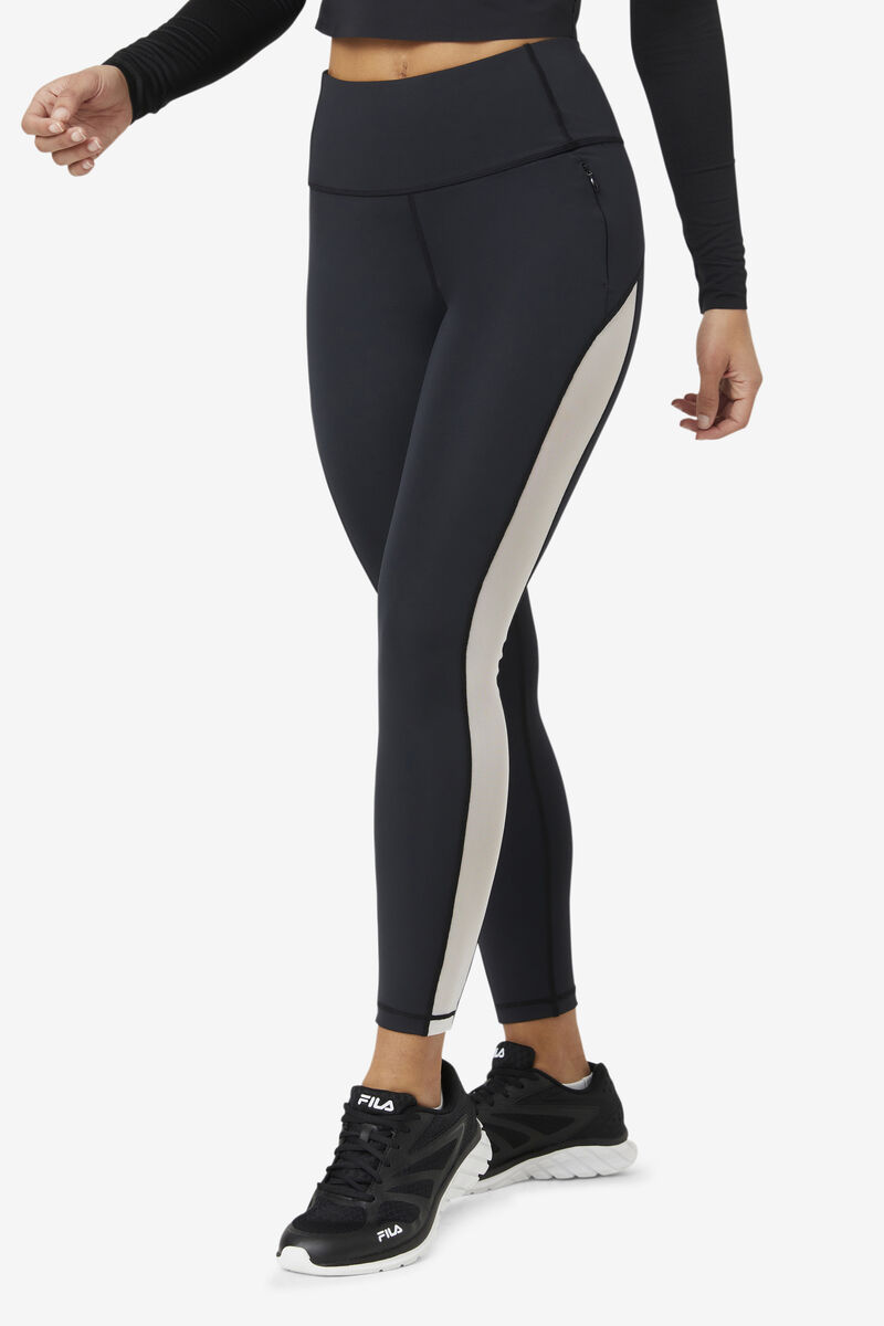 Black / White / Black Women's Fila Forza Contrast 7/8 Leggings Leggings | hJIOWFpPKcn