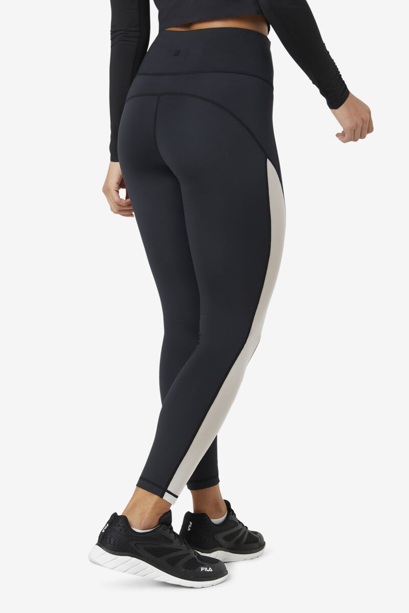 Black / White / Black Women's Fila Forza Contrast 7/8 Leggings Leggings | hJIOWFpPKcn