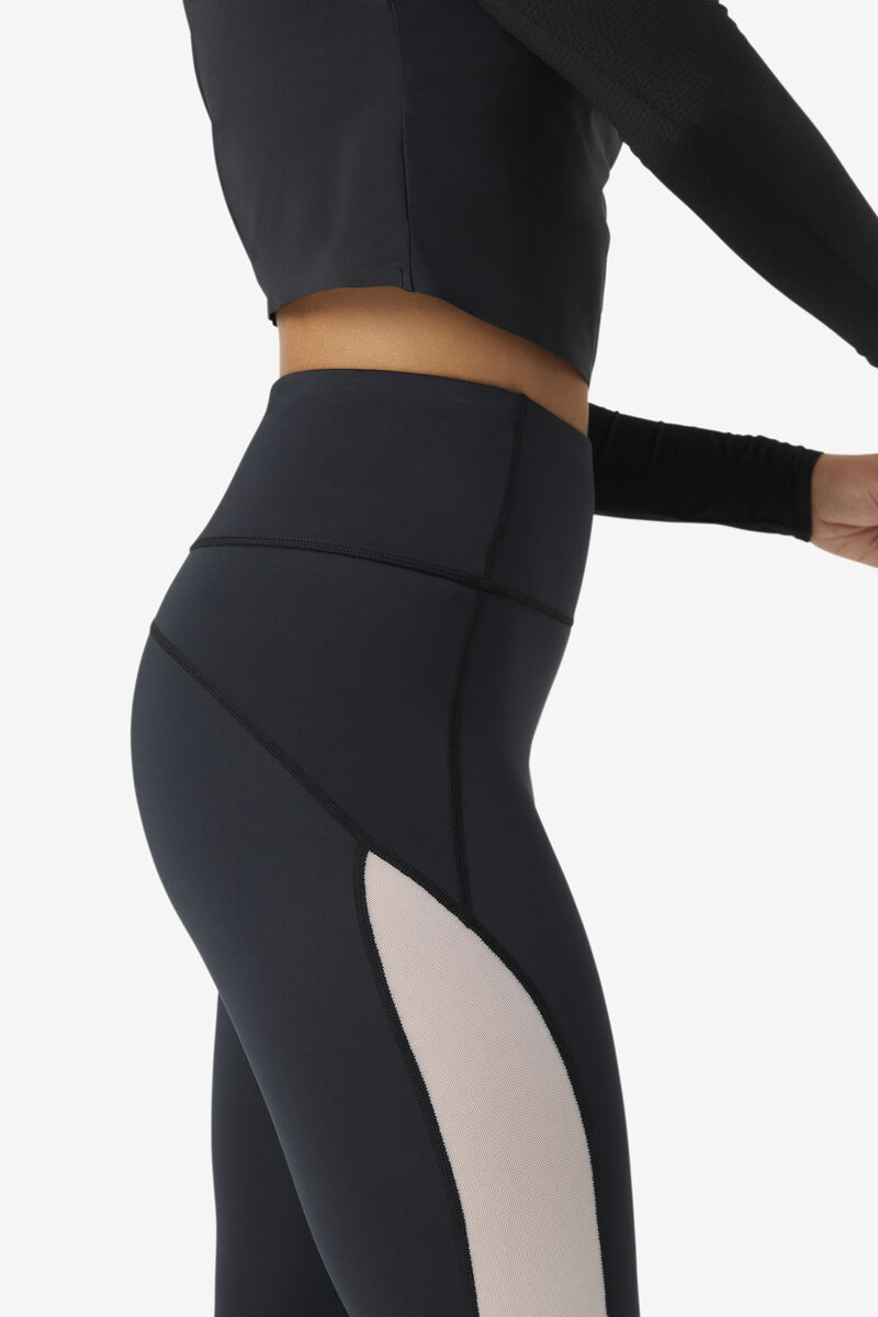 Black / White / Black Women's Fila Forza Contrast 7/8 Leggings Leggings | hJIOWFpPKcn