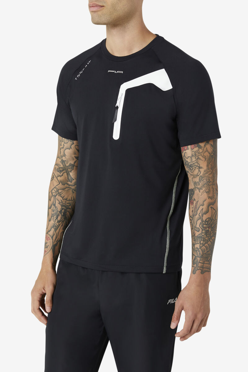 Black / White Men's Fila Arcturus T Shirts | iUAjJfz14wp