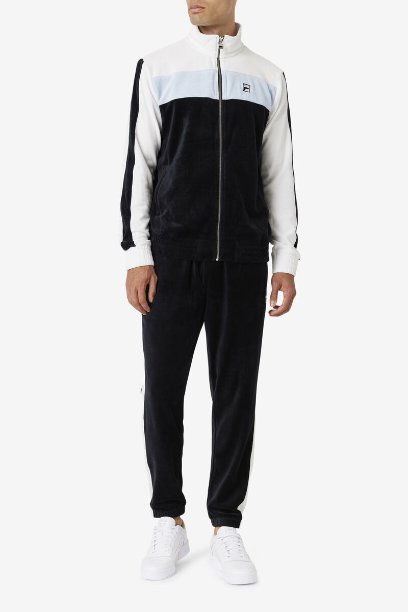 Black / White Men's Fila Brice Velour Pant Tracksuits | KTEdKZTsmN2