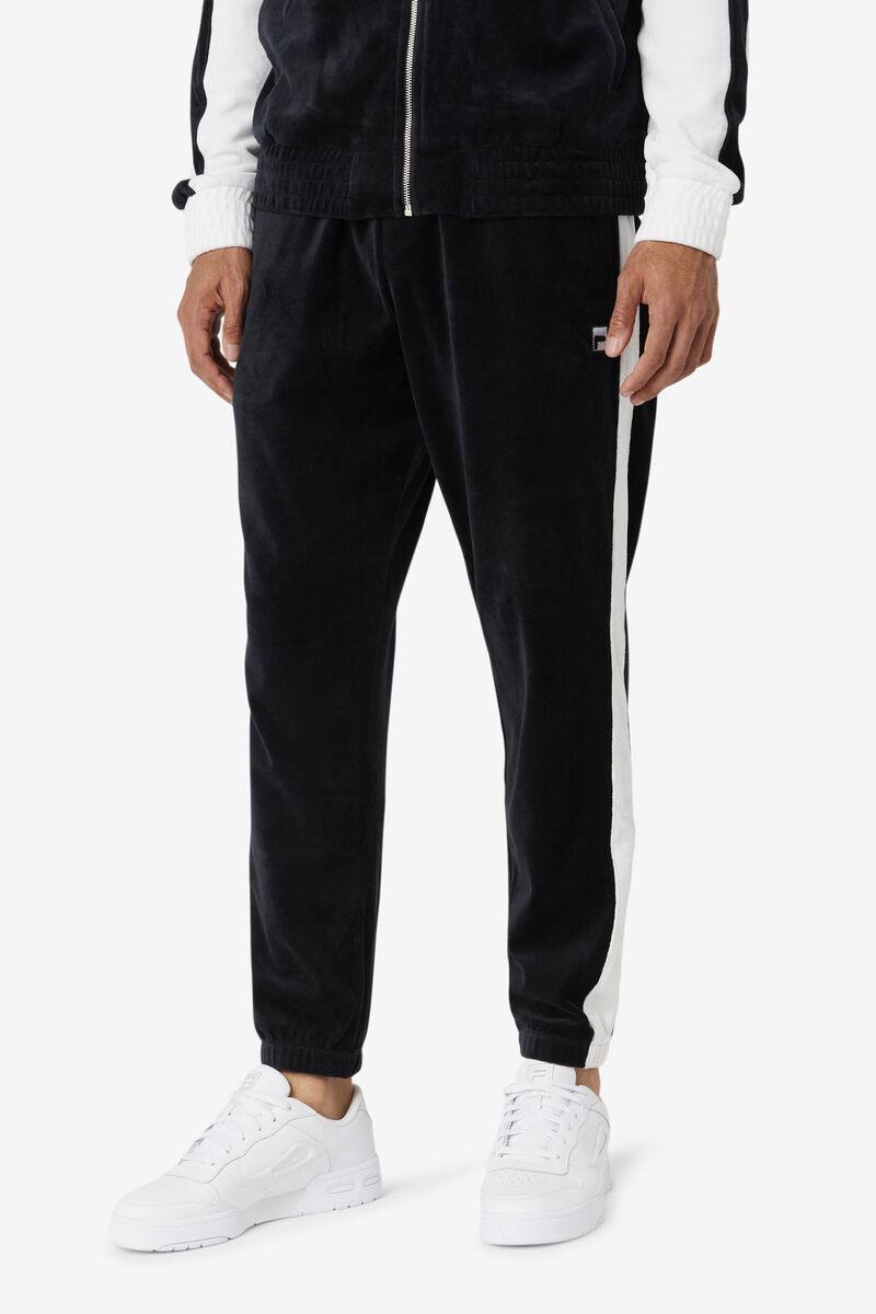 Black / White Men's Fila Brice Velour Pant Pants | j8AR6jcDIE3