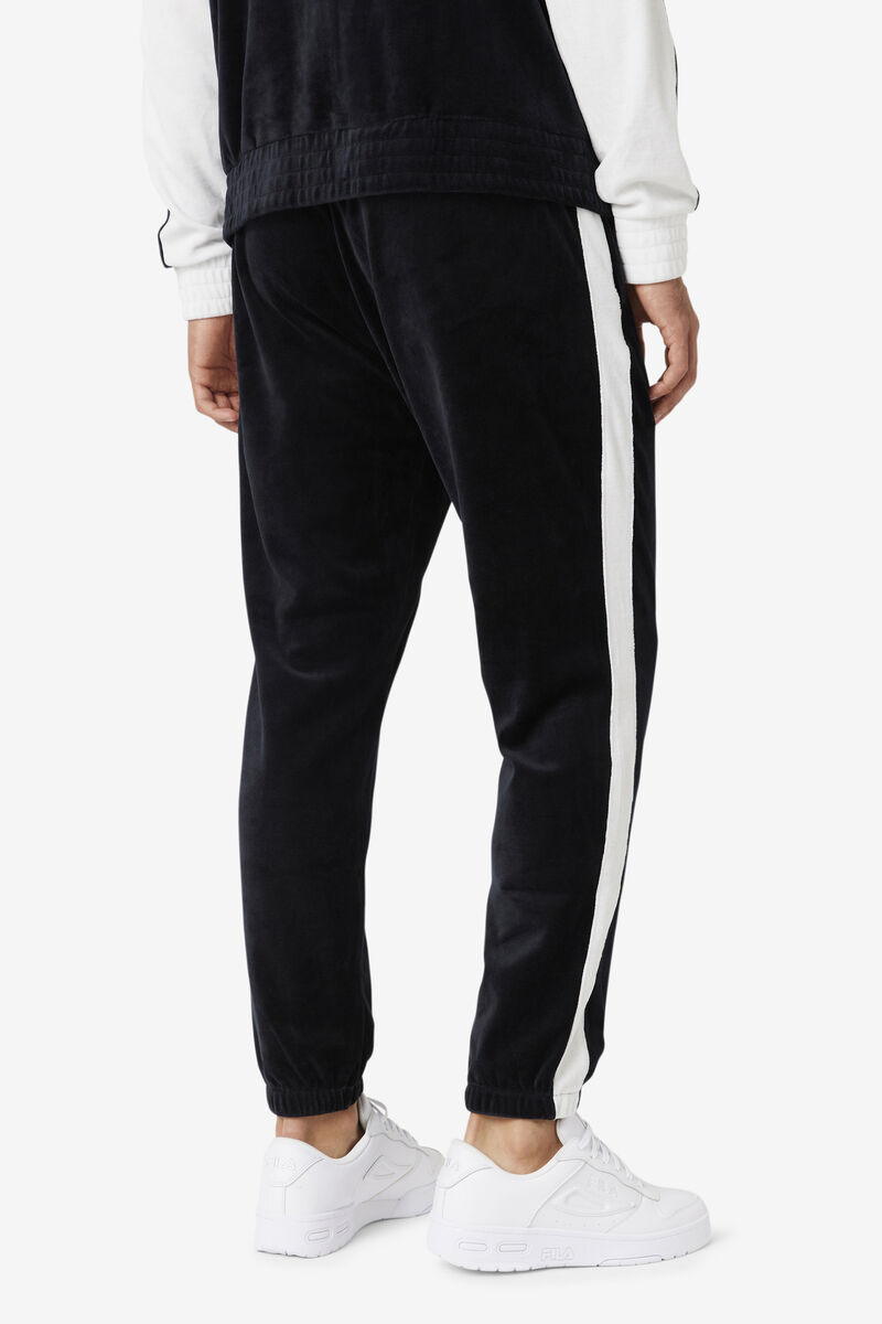 Black / White Men's Fila Brice Velour Pant Pants | j8AR6jcDIE3